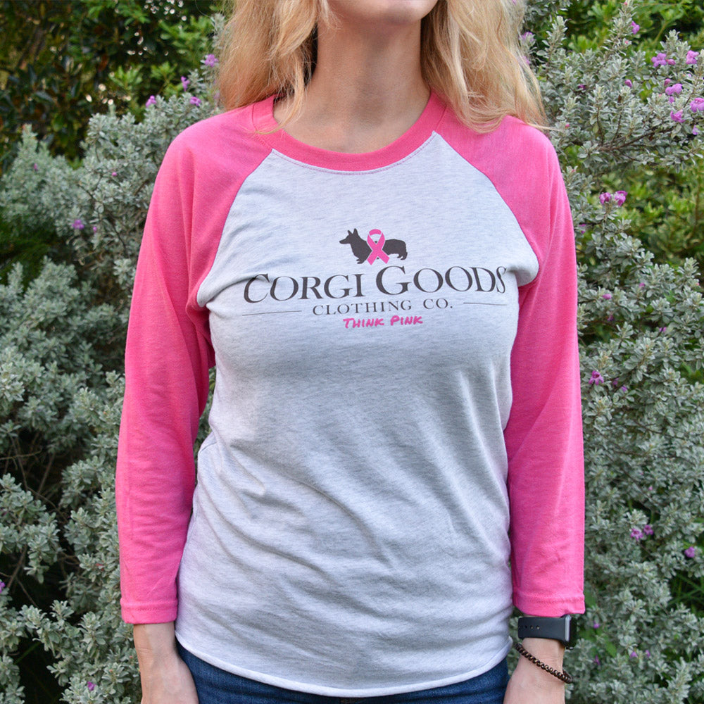 Corgi Goods Co. "Think Pink" 3/4 Sleeve Raglan Shirt (Limited Run)