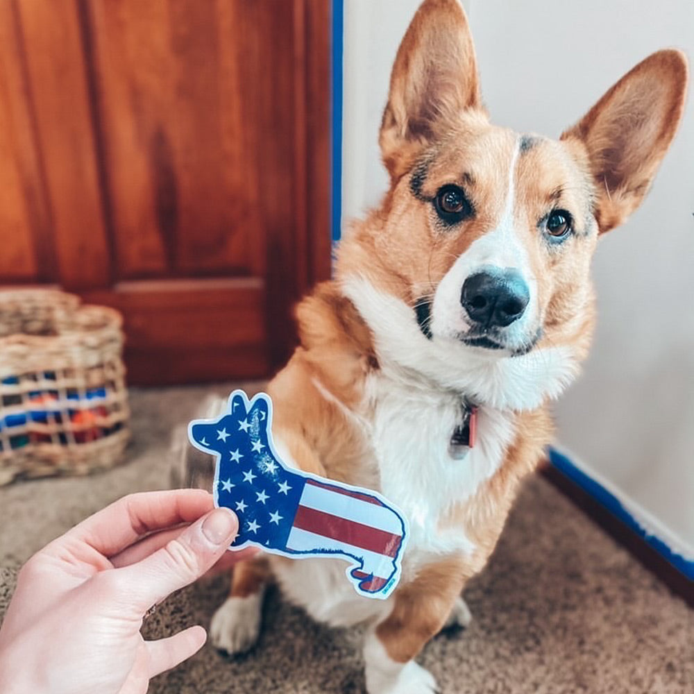 Corgi USA Flag Sticker 2-Pack